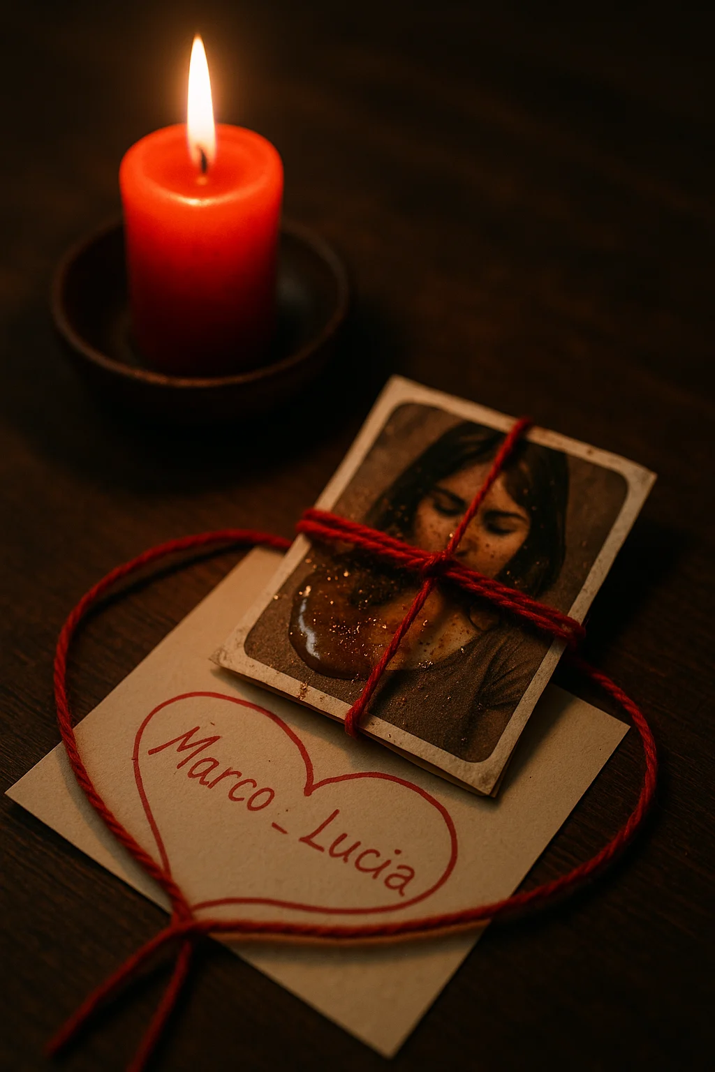 Rituale potente di legamento d’amore con candela rossa, foto e miele: passo per passo